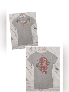Y2K Grunge Love Stitch Embroidered Dragon Tee
